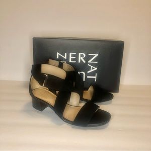 NATURLIZER WOMEN ADELE FABRIC OPEN TIE CASUAL STRAPY SANDALS BLACK SIZE 6.5 M